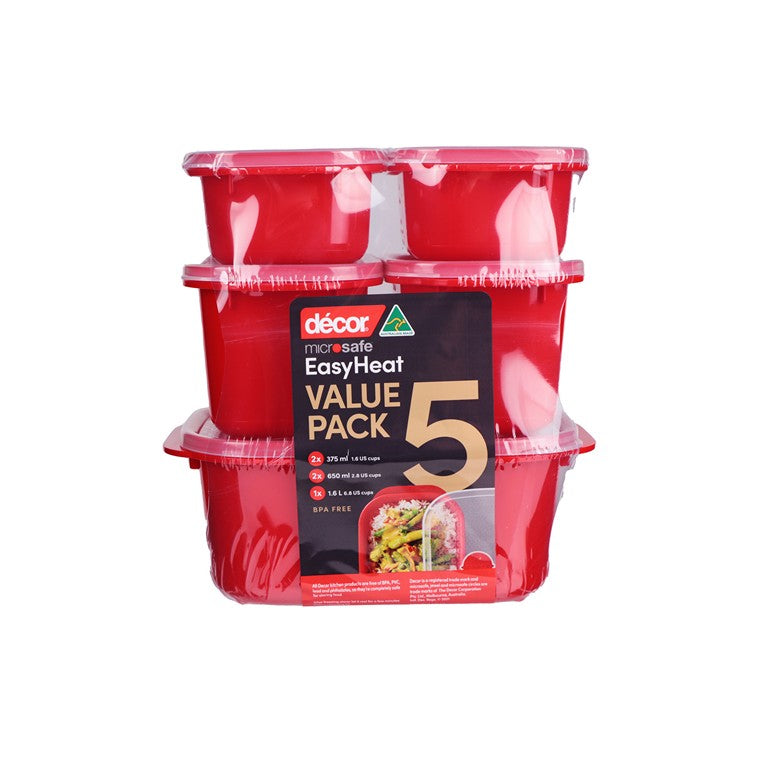 Décor Microsafe Containers Value, 5pc