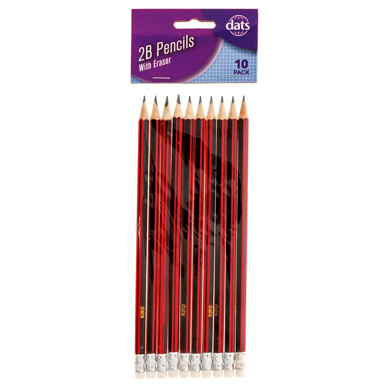 Pencil 2B w/ Eraser, 10pk