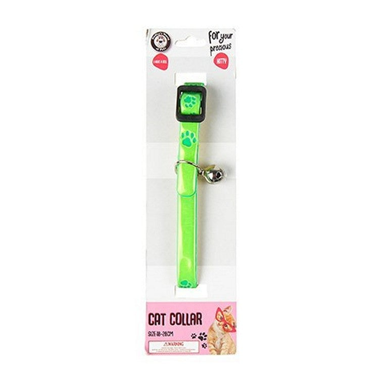 Cat Collar w/Bell, 18-28cm, 4 Asstd Colours