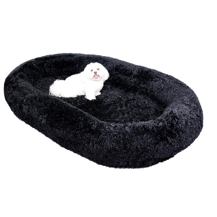 Cosy Human Size Fluffy Pet Bed, Black