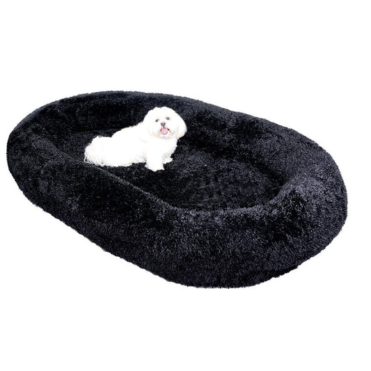 Cosy Human Size Fluffy Pet Bed, Black