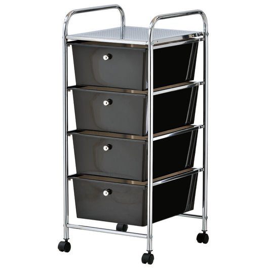 Storage Trolley 4 Drawer, Black