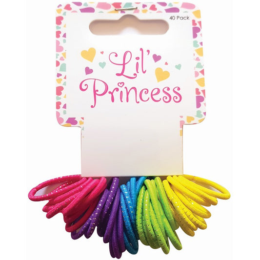 Little Princess Hair Elastics, Brights, 40pk