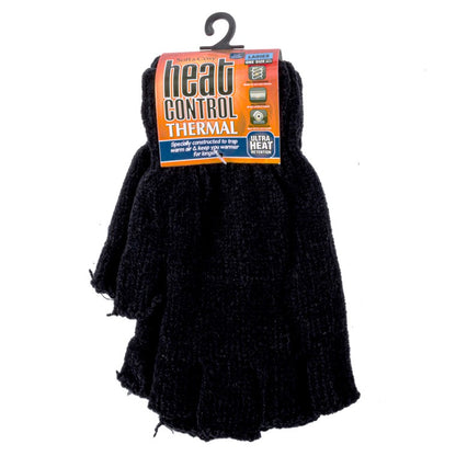 Ladies Heat Control Fingerless Black