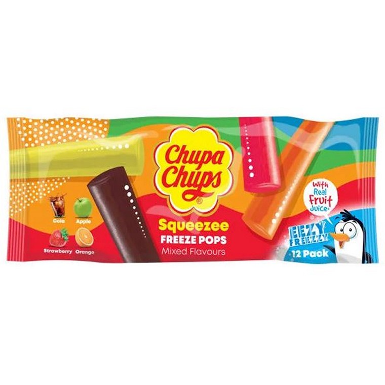 Chupa Chups, Squeeze Freeze Pops, 12pk