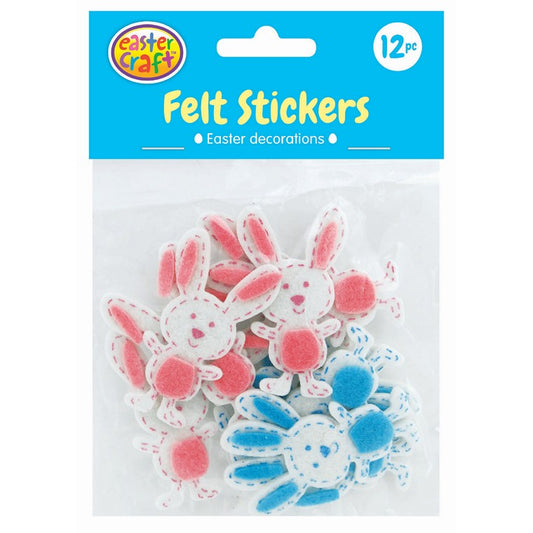 Felt Bunny Sticker Decorations, 12pk