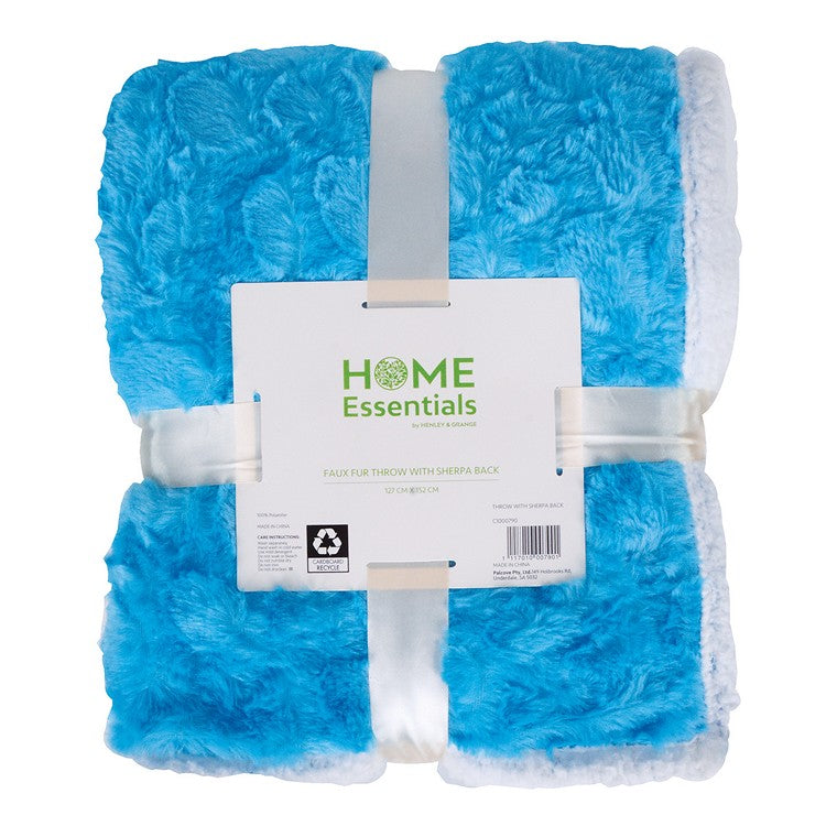 Home Essentials Throw w/ Sherpa Back, 6 Asstd Colours