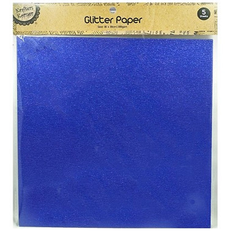 Glitter Paper, 5pk, 4 Asstd Colours