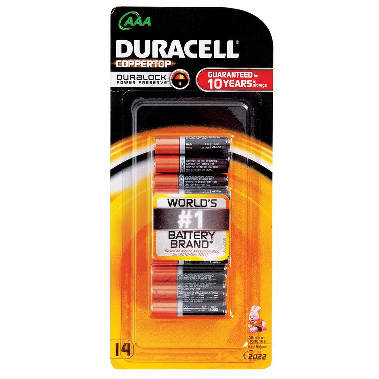 Duracell Battery, AAA Copper Top, 14pk