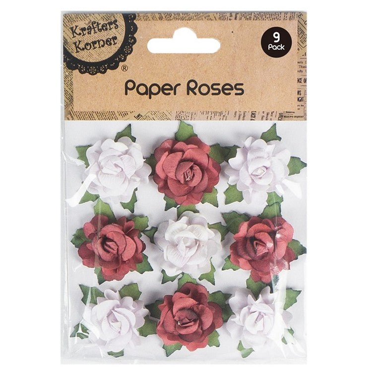 3D Crafing Roses, 9pk, 2 Asstd Colours