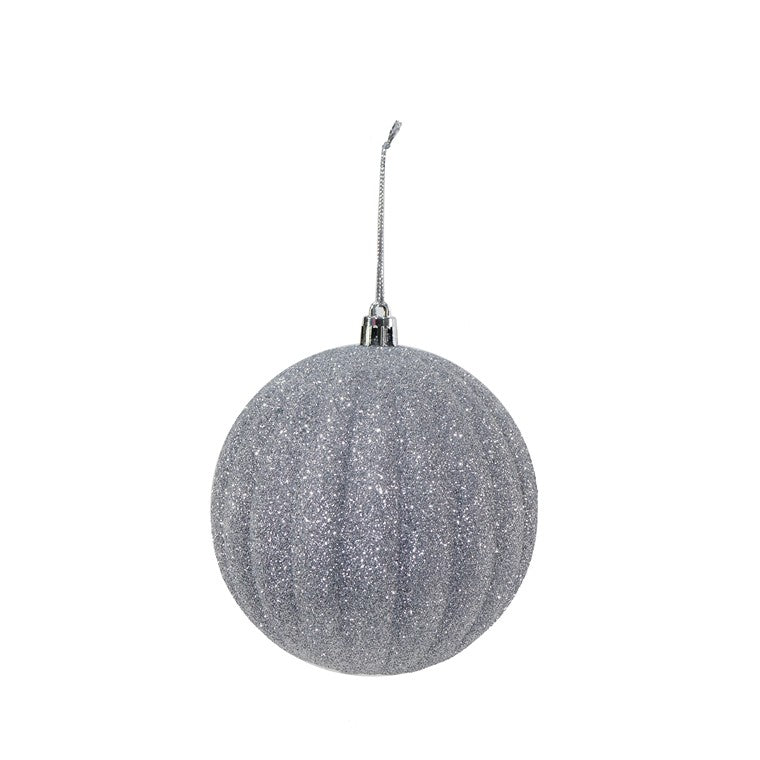 Glitter Ribbed Bauble, 100mm, Asstd