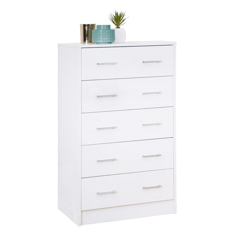 Chest of 5 Drawers, White