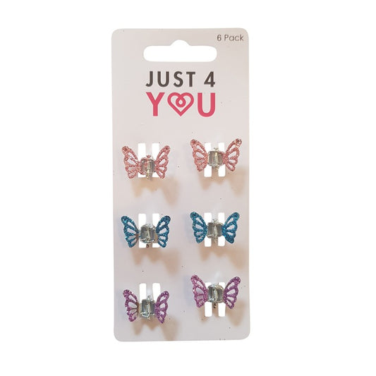 Claw Clip, Glitter Butterfly, 5pk