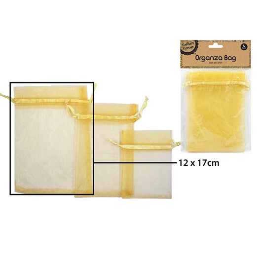 Organza Bag, Gold, 4pk