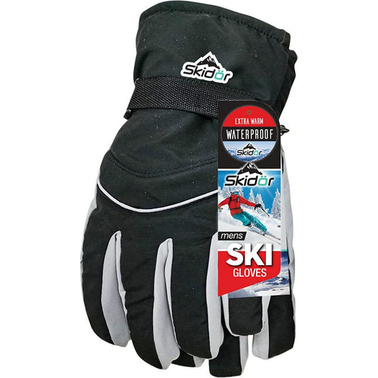 Mens Ski Gloves, Water Resistant, 3 Asstd Colours