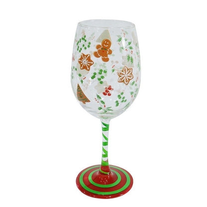 Christmas Wine Glass, Asstd