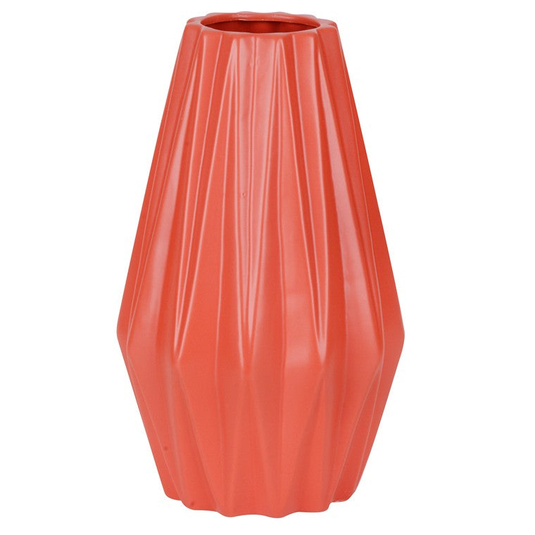 H&G Ceramic Geometric Vase, Terracotta, Large