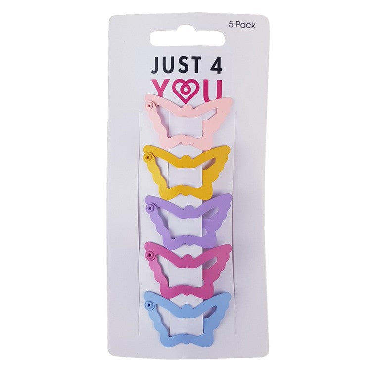 Snap Clip, Butterfly Pastel, 5pk