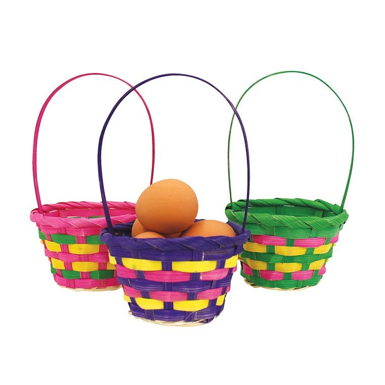 Woven Round Basket w/ Handle, 11cm x 6cm x 20cm