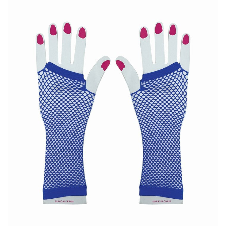 Party Fishnet Gloves, Blue