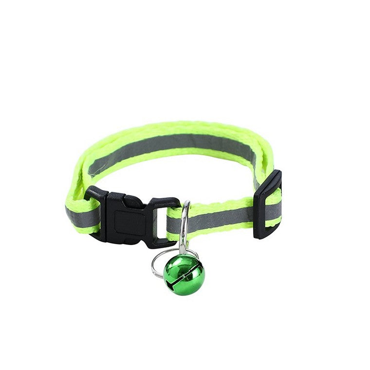 Cat Collar Nylon Reflective Breakaway w/ Bell, 3 Asstd Colours