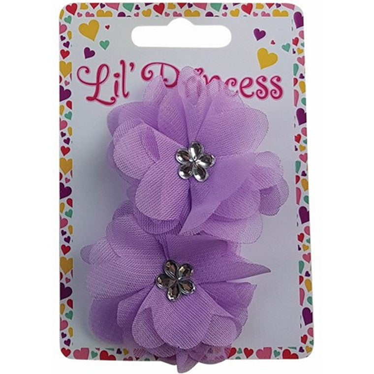 Little Princess Hair Clips, Flower, 2pk, 4 Asstd Colours