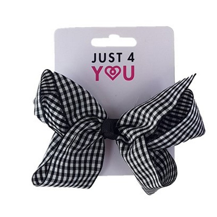 Clip Bow, Gingham, 4 Asstd Colours