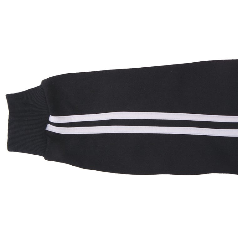 Zip Thru Fleece w/ Stripe Black, L