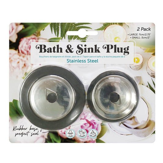 Bath & Sink Plug Set, 2pk