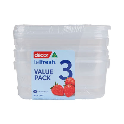 Décor Tellfresh Containers, 1L, 3pk