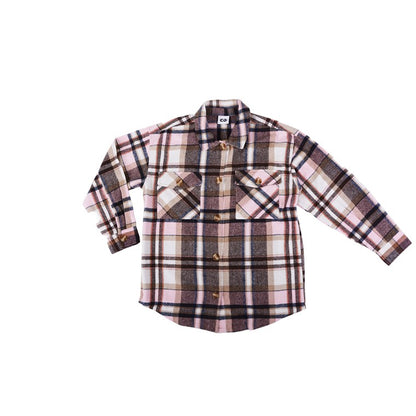 Woven Check Shacket, Rose, Size M