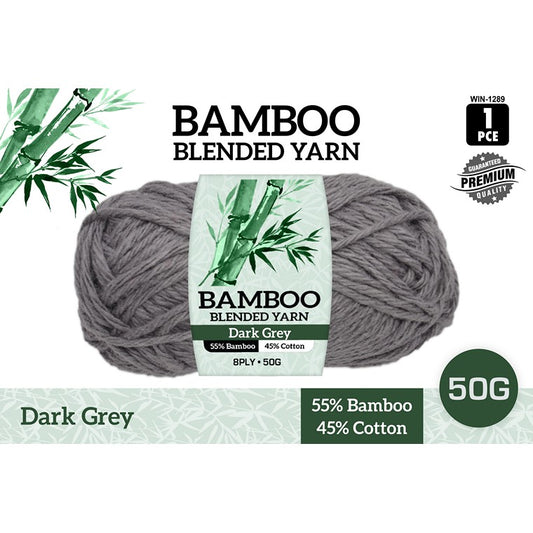 Bamboo Cotton Blend Yarn, Dark Grey