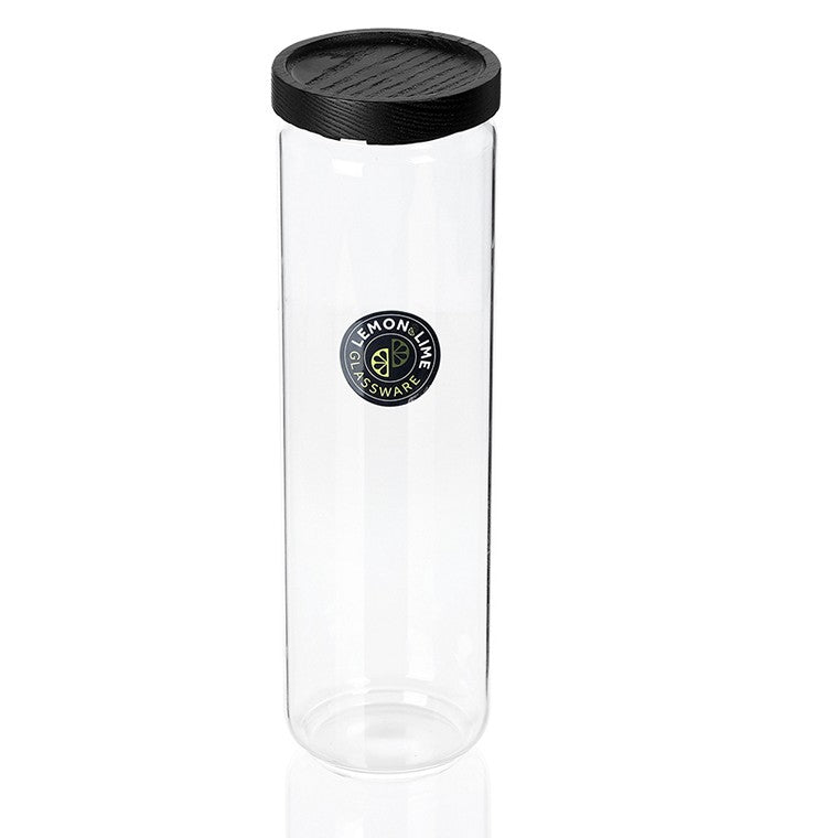 L&L Glass Canister w/ Black Wooden Lid 1.65L