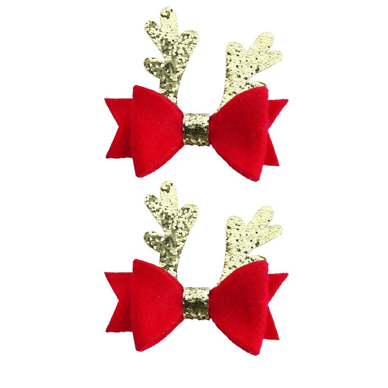 Glitter Antlers Hair Clip, 2pk, Asstd