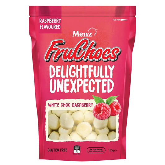 Menz Fruchocs White Choc Raspberry, 135gm