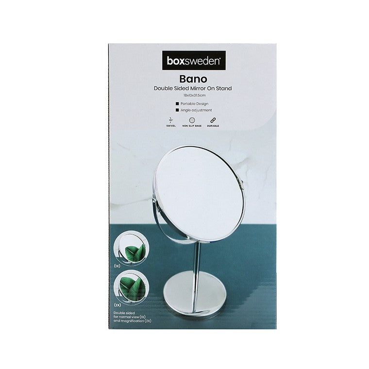 Bano Double Sided Standing Mirror, Chrome