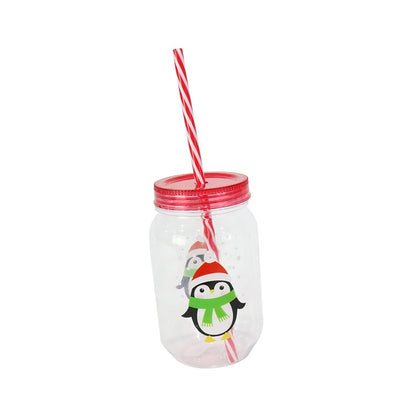 Christmas Screw Top Cup w/ Straw, Asstd