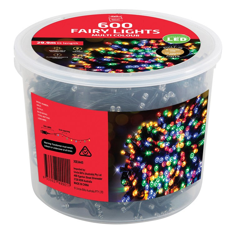 Fairy Light Tub, Multi Colour, 600 LED