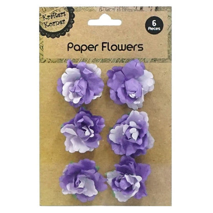 Craft Paper Flowers, 6pk, 2 Asstd Colours