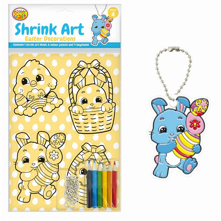 Easter Shrink Art Decorations, 4pk, 2 Asstd Designs