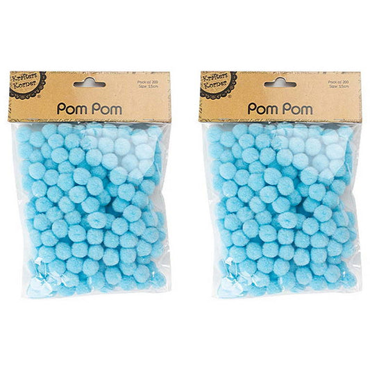 Pom Pom, Light Blue, 200pk, 1.5cm