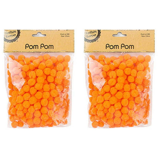 Pom Pom, Orange, 200pk, 1.5cm