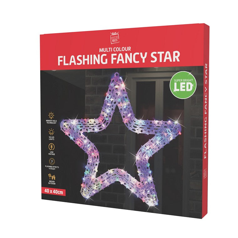 LED, Flashing Fancy Star, Asstd, 40cm