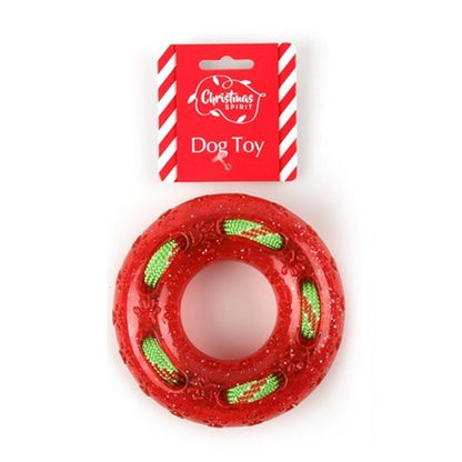 Christmas Dog Rope Ring & Bone Toy, Asstd