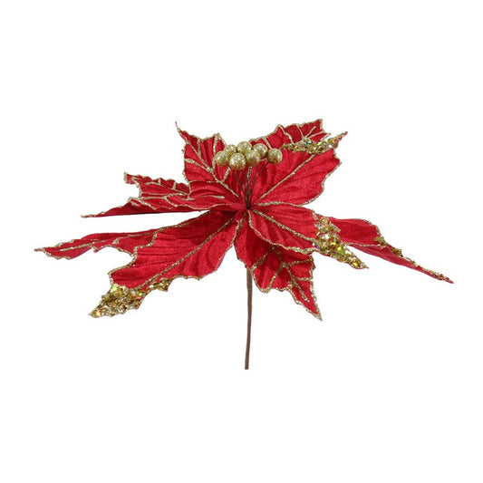 Poinsettia Gold Berries Stem, Asstd