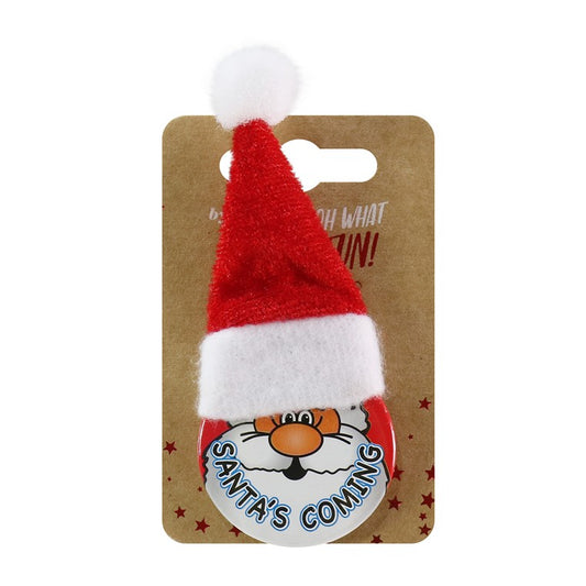 Santa Hat Metal Badge, Asstd