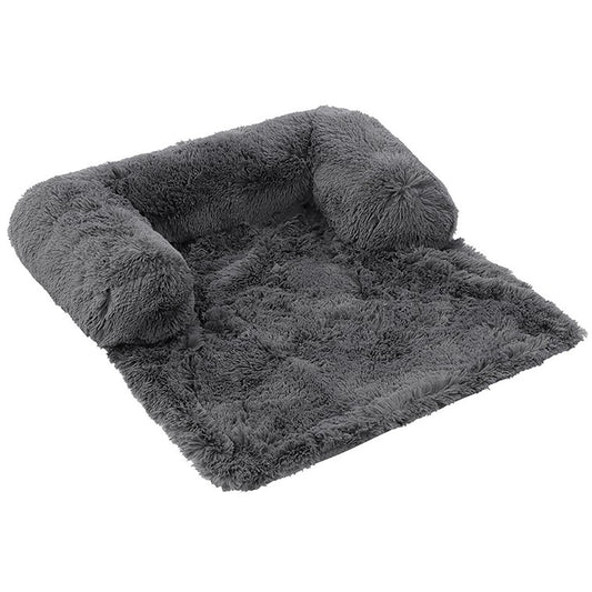 Calming Plush Lounger Pet Bed, Grey, 102x89x16cm