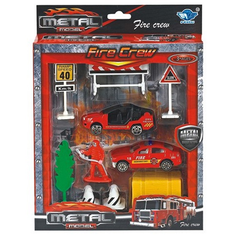 Fire Crew Die Cast Playset, 10pc, Asstd