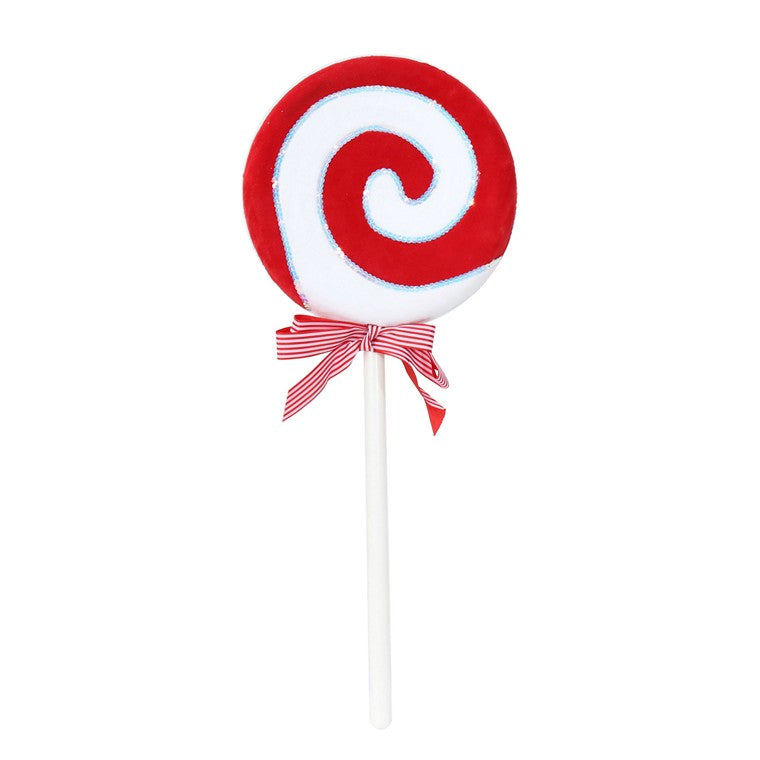 Giant Candy  Cane Velvet Lollipop, Asstd