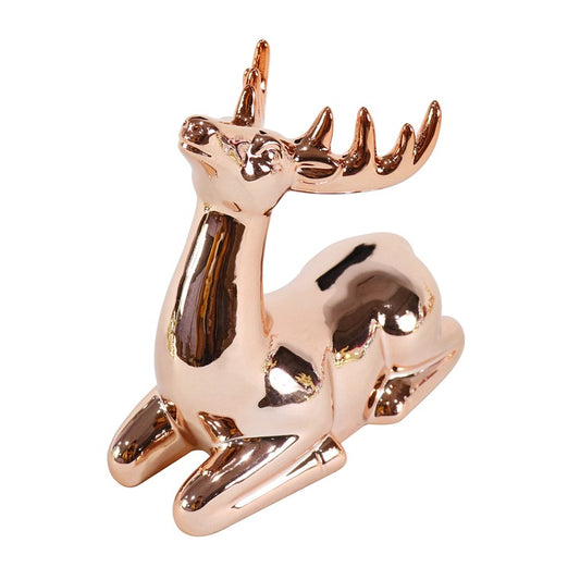 Metallic Porcelain Reindeer, 14cm